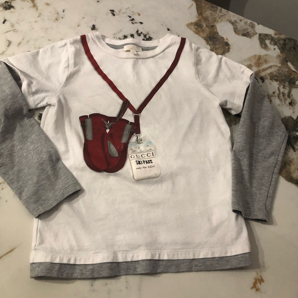 Gucci Kids White and Red Long Sleeve Tee